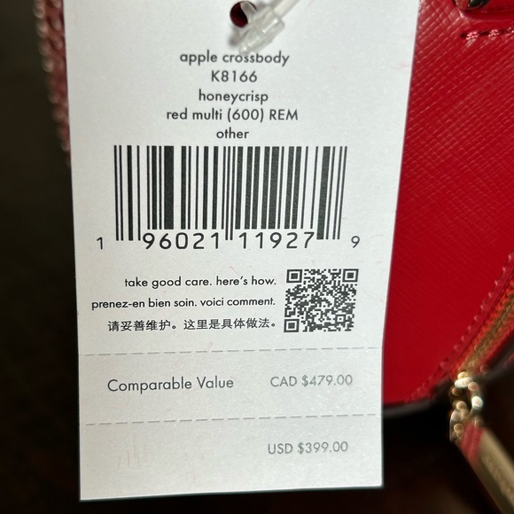 NWT - Kate Spade - Honey Crisp Red Apple Wicker Crossbody Bag - Picture 13 of 13